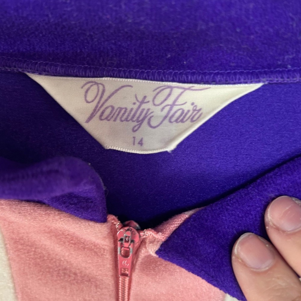 VTG Vanity Fair Mod Retro Zip Front Maxi Robe 14 Large Nightgown Loungewear - Picture 4 of 10